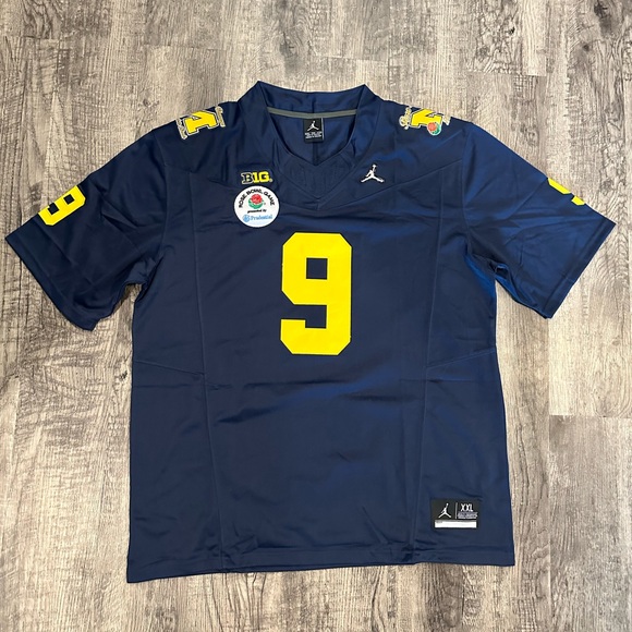 JJ McCarthy Michigan Wolverines Rose Bowl 2024 Blue Jersey Size S-XXL - Picture 5 of 9